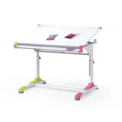 Lavagna per bambini regolabile 100x66cm bianco verde/rosa Michigan