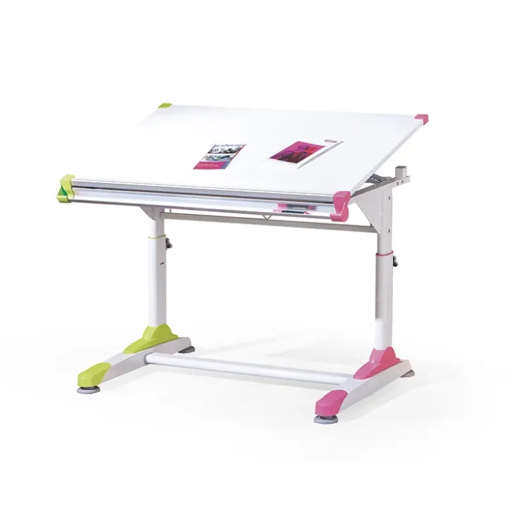 Lavagna per bambini regolabile 100x66cm bianco verde/rosa Michigan