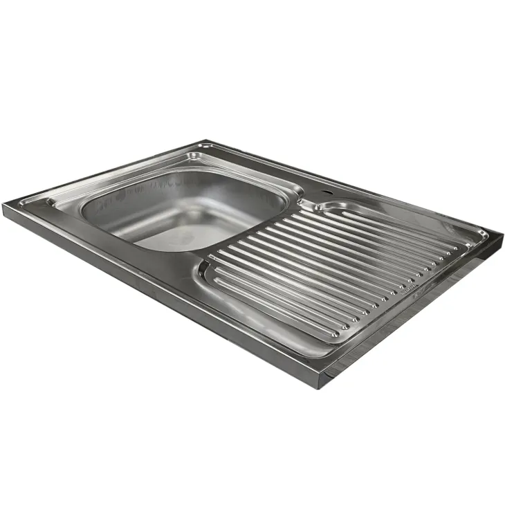 Lavello da appoggio 80x60 cm 1 vasca a sinistra acciaio inox con gocciolatoio Kendra