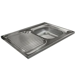 Lavello da appoggio 80x60 cm 1 vasca a destra acciaio inox con gocciolatoio Kendra