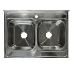Lavello da appoggio 80x60 cm 2 vasche acciaio inox Marlow