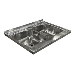 Lavello da appoggio 80x60 cm 2 vasche acciaio inox Marlow