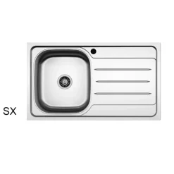 Lavello da incasso 80x50cm 1 vasca sinistra acciaio inox con gocciolatoio Asilcrome