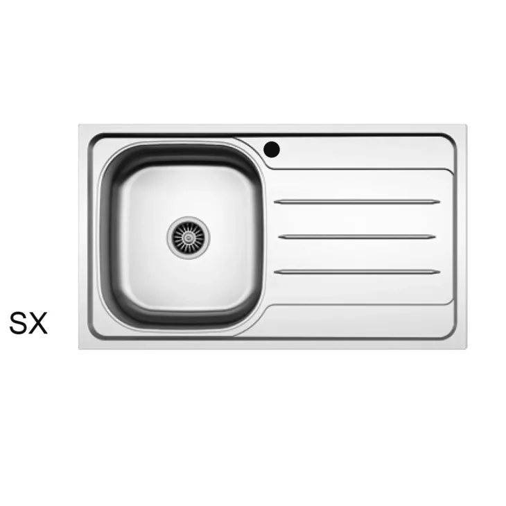 Lavello da incasso 80x50cm 1 vasca sinistra acciaio inox con gocciolatoio Asilcrome