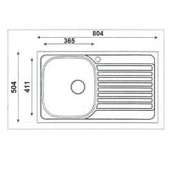Lavello da incasso 80x50cm 1 vasca sinistra acciaio inox con gocciolatoio Asilcrome