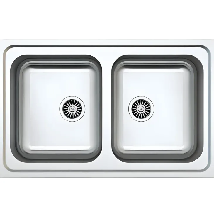 Lavello da incasso 79x50cm 2 vasche acciaio inox Tearcrom