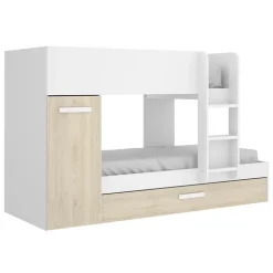 Letto a castello con armadio 244x126cm bianco rovere 3 letti Damian