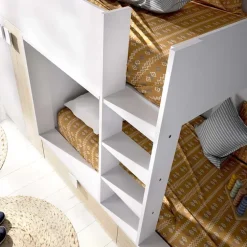 Letto a castello con armadio 275x106cm bianco rovere Clark