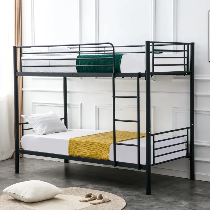 Letto a castello con 2 letti singoli 90x200cm nero Rodin