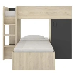 Letto a castello per bambini con armadio 255x112cm rovere grafite Sole