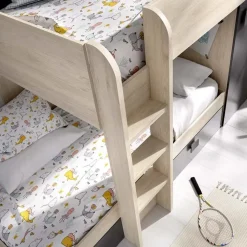 Letto a castello per bambini con armadio 255x112cm rovere grafite Sole