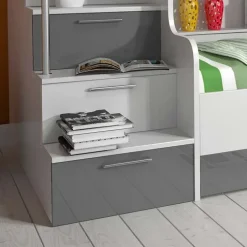 Letto a castello per bambini 254x120cm bianco grigio Enrico Gihome®