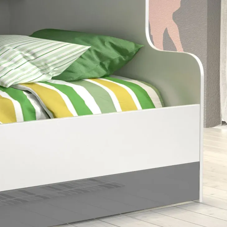 Letto a castello per bambini 254x120cm bianco grigio Enrico Gihome®
