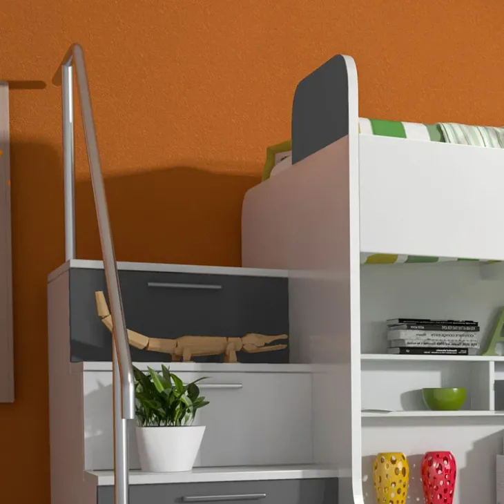 Letto a castello per bambini 254x120cm bianco grigio Enrico Gihome®