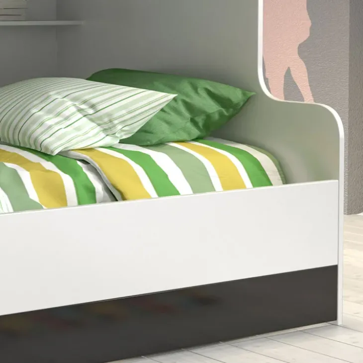 Letto a castello per bambini 254x120cm bianco nero Enrico Gihome®