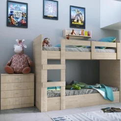 Letto a castello 205x96cm con cassettiera e mensola rovere Lorenzo Gihome®