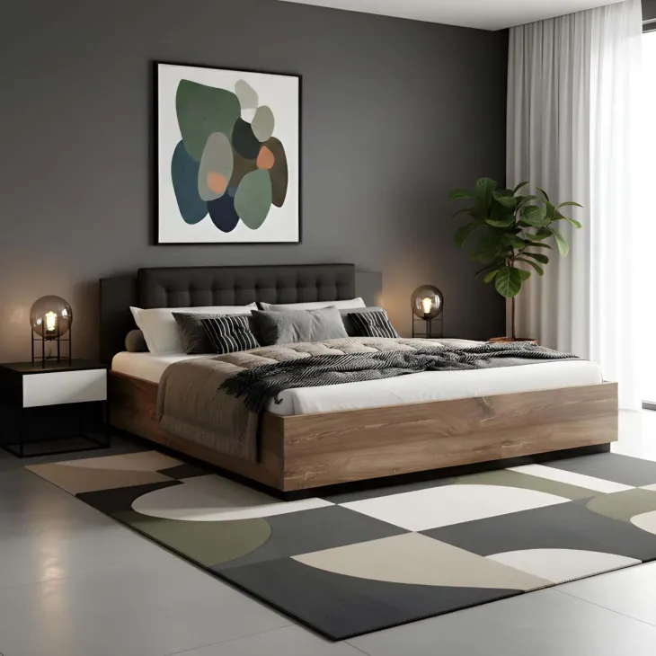 Letto alla francese contenitore 140x200cm noce nero Vulcano