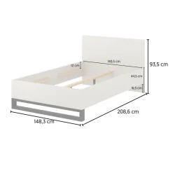 Letto alla francese 140x200cm beige cashmere Petra