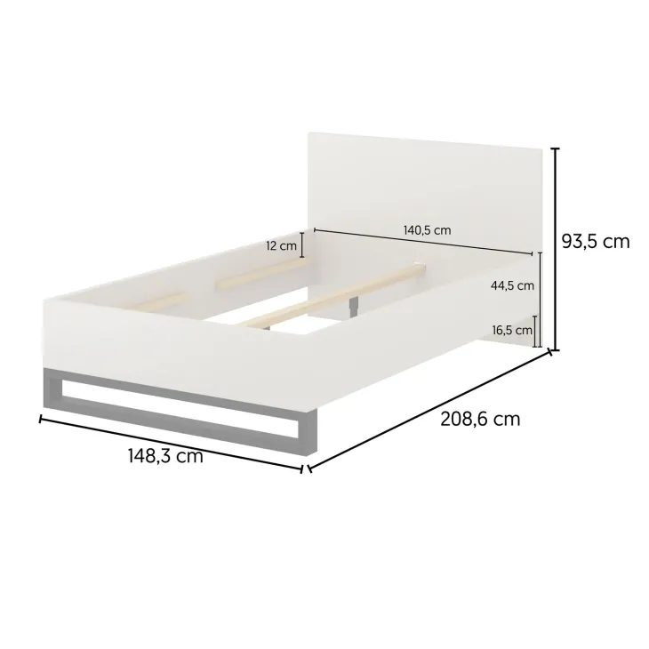 Letto alla francese 140x200cm beige cashmere Petra