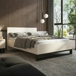 Letto alla francese 140x200cm beige cashmere Petra