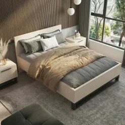Letto alla francese 140x200cm beige cashmere Petra