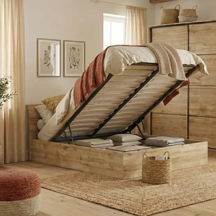 Letto alla francese 140x200cm con contenitore quercia Tamika