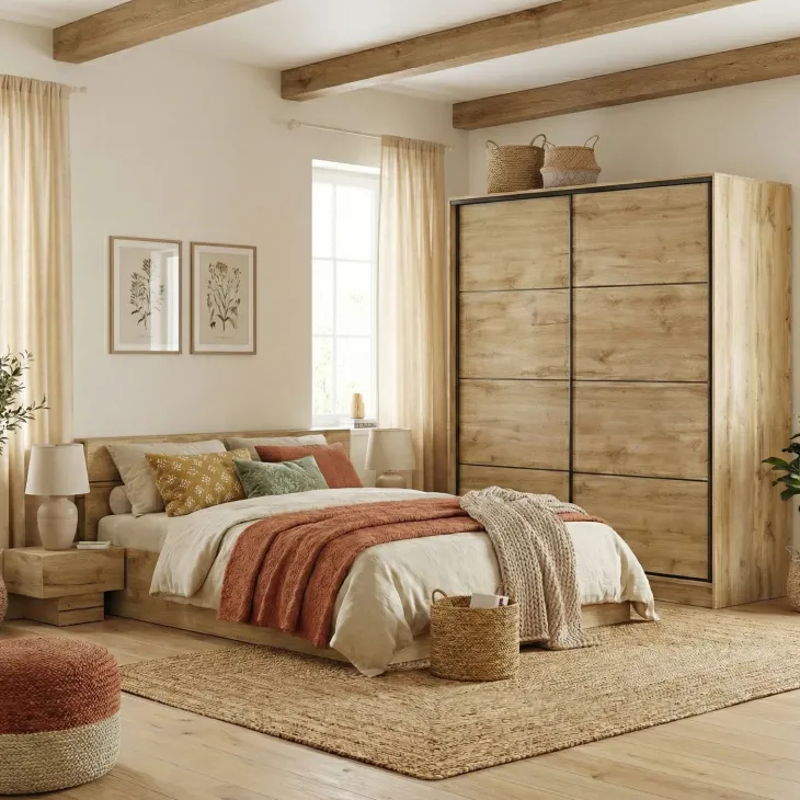 Letto alla francese 140x200cm con contenitore quercia Tamika