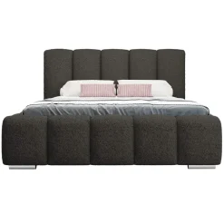 Letto alla francese 140x200 cm con rete contenitore imbottito tessuto bouclé nero Cometa