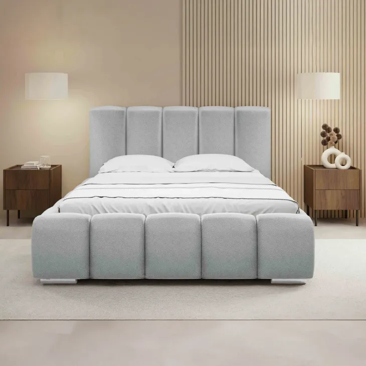Letto alla francese 140x200 cm con rete contenitore imbottito grigio chiaro Cometa