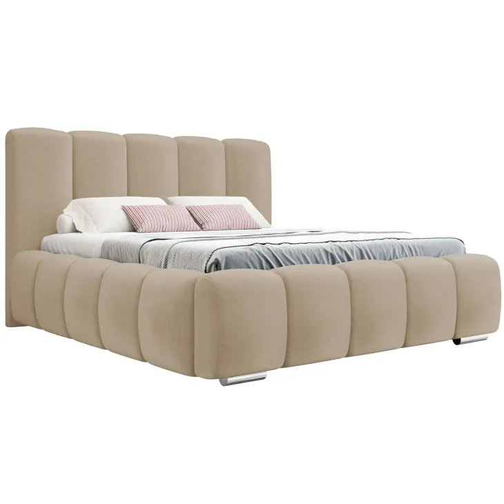 Letto alla francese 140x200 cm con rete contenitore imbottito beige scuro Cometa
