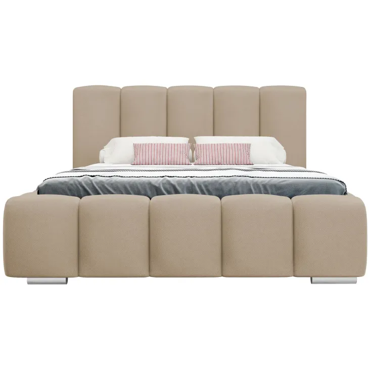 Letto alla francese 140x200 cm con rete contenitore imbottito beige scuro Cometa