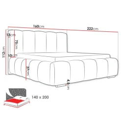 Letto alla francese 140x200 cm con rete contenitore imbottito verde salvia scuro Cometa