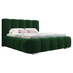 Letto alla francese 140x200 cm con rete contenitore imbottito verde scuro Cometa