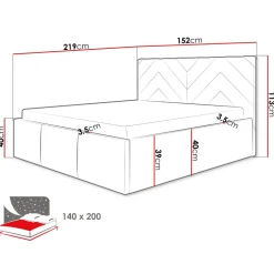 Letto alla francese 140x200 cm con rete contenitore imbottito beige Polaris