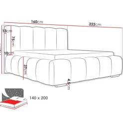 Letto alla francese 140x200 cm con rete contenitore imbottito grigio scuro Cometa
