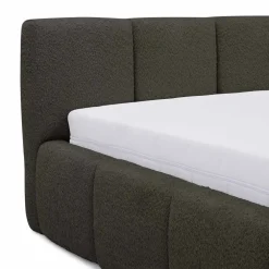 Letto alla francese 140x200cm con rete contenitore imbottito tessuto bouclé nero Aluna