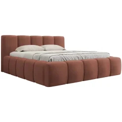 Letto alla francese 140x200cm con rete contenitore imbottito rosso mattone Aluna