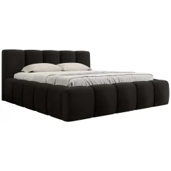 Letto alla francese 140x200cm con rete contenitore imbottito nero Aluna