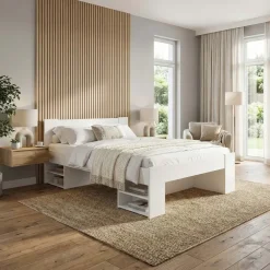 Letto alla francese 140x200cm contenitore bianco Aurora