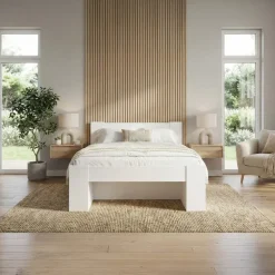 Letto alla francese 140x200cm contenitore bianco Aurora