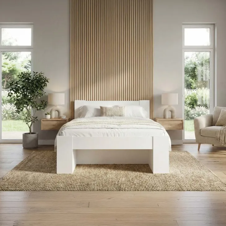 Letto alla francese 140x200cm contenitore bianco Aurora