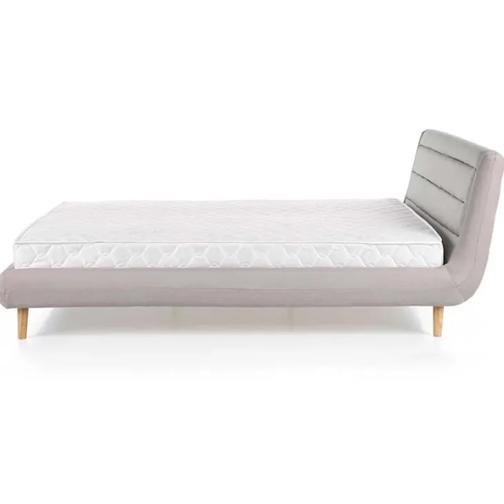 Letto alla francese 140x200cm in tessuto grigio chiaro Pompei Gihome®