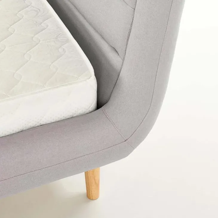 Letto alla francese 140x200cm in tessuto grigio chiaro Pompei Gihome®