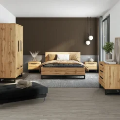 Letto alla francese 140x200cm rovere nero Petra