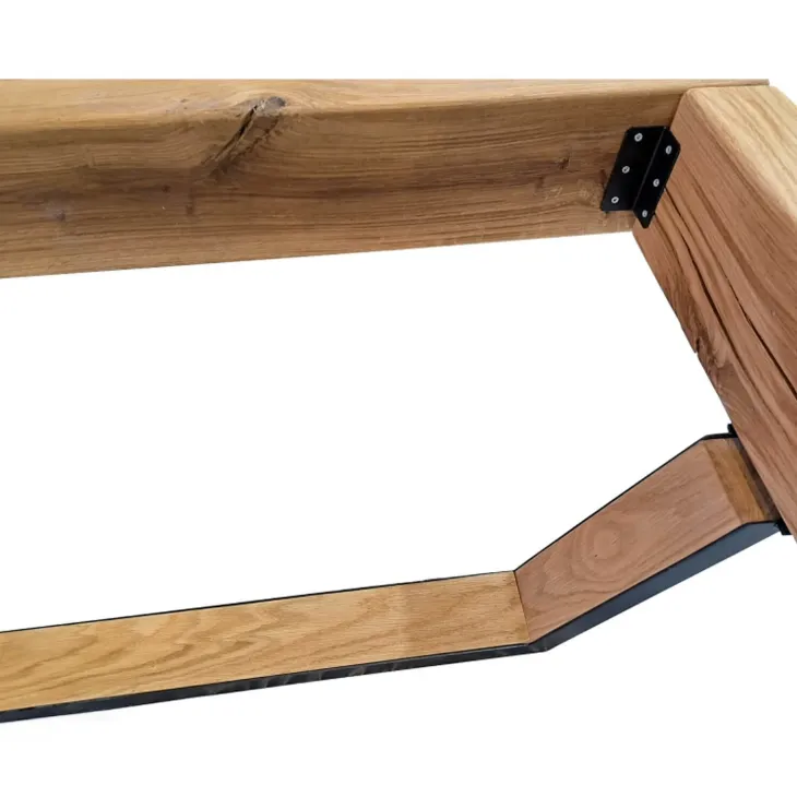 Letto alla francese 140x200cm testiera imbottita gambe in metallo legno massello rovere antracite Venalia