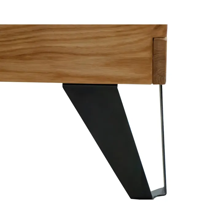 Letto alla francese 140x200cm testiera imbottita piedi in metallo legno massello rovere antracite Cortelia