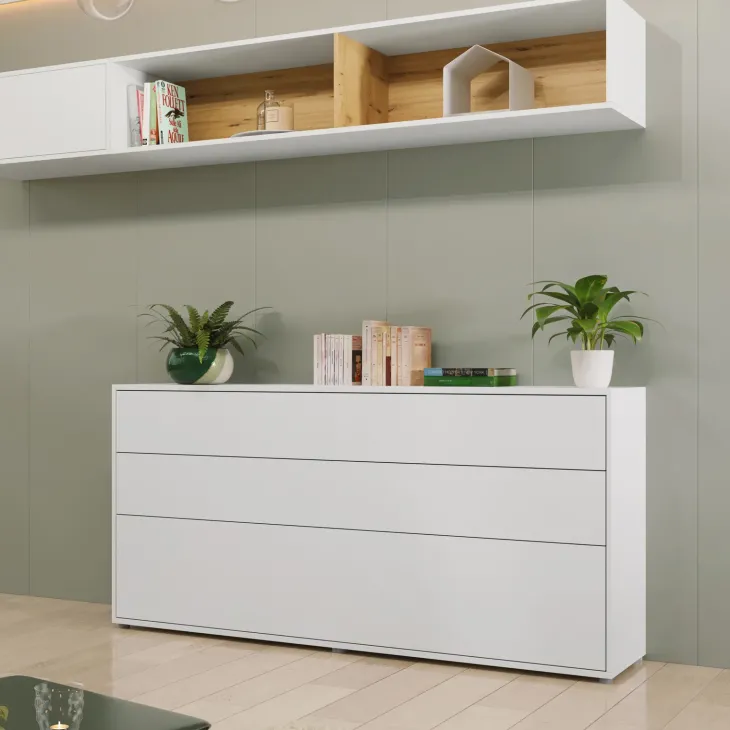 Letto a scomparsa orizzontale 90x200 cm singolo bianco Camelio