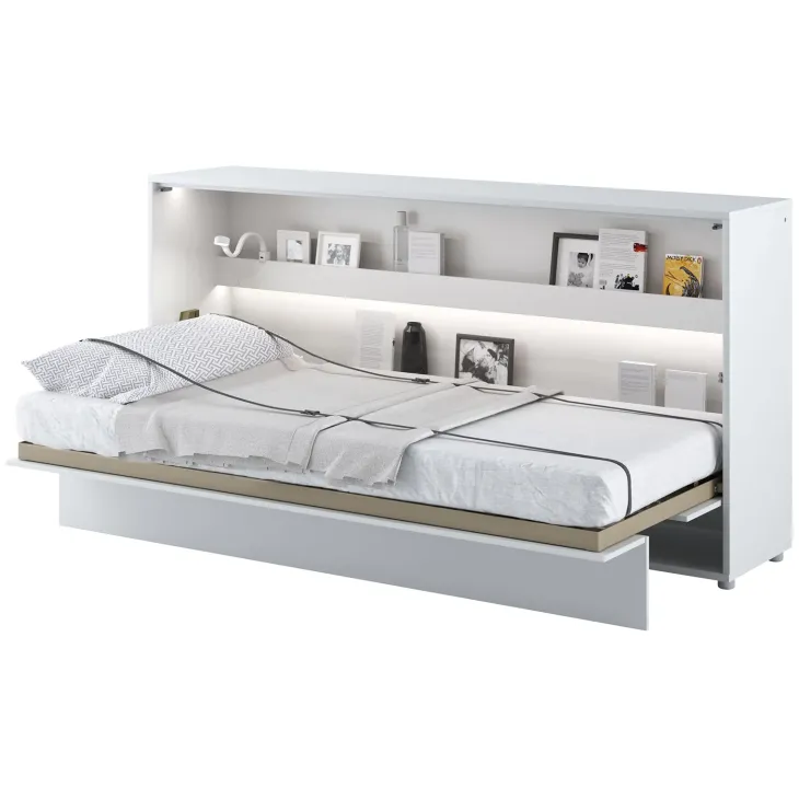 Letto a scomparsa orizzontale 120x200 cm una piazza e mezza bianco Camelio