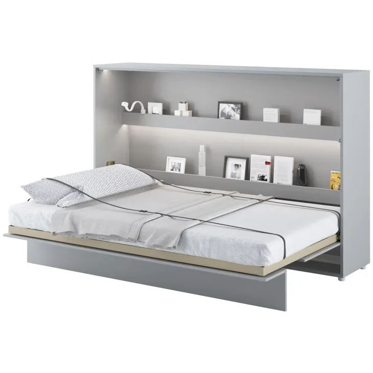 Letto a scomparsa orizzontale 120x200 cm una piazza e mezza grigio Camelio
