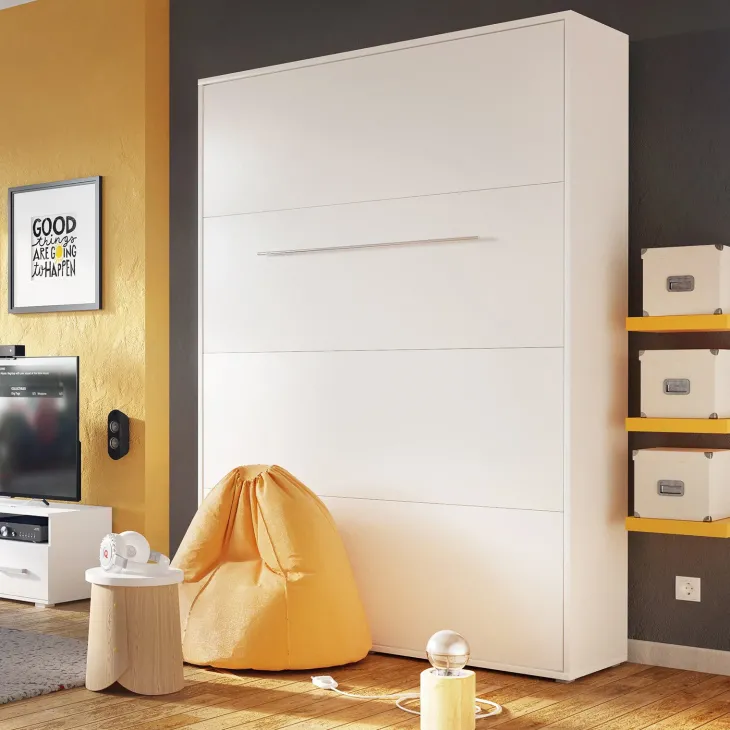 Letto a scomparsa verticale 120x200 cm una piazza e mezza bianco Chimera